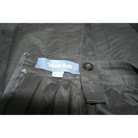 ModCloth Womens L Black Pinafore Apron Dress White Spiderwebs Halloween Witchy - Picture 5 of 8